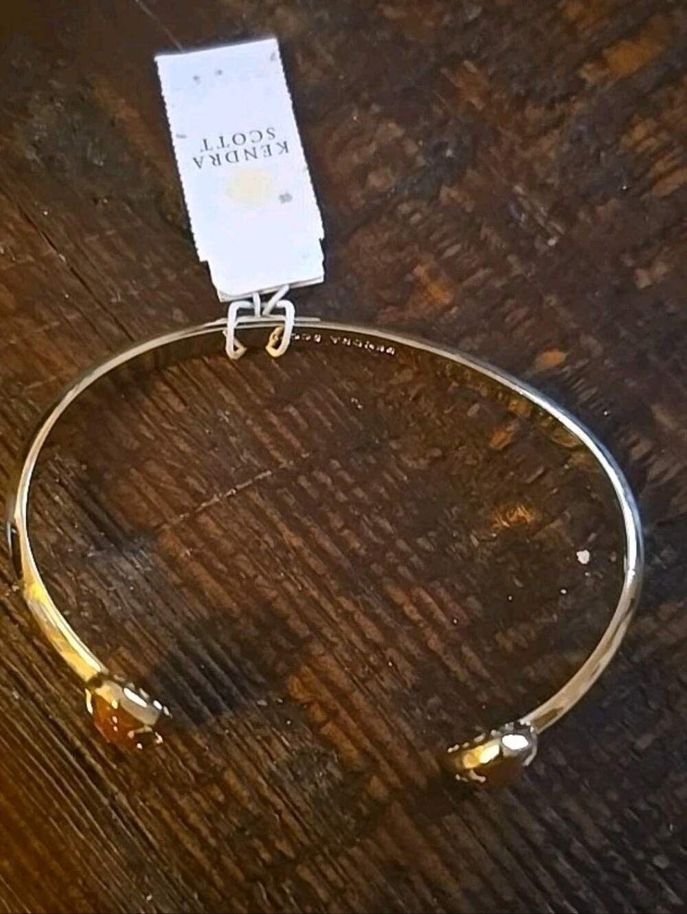 Kendra Scott Silver Open Cuff Bracelet with Amber Stones